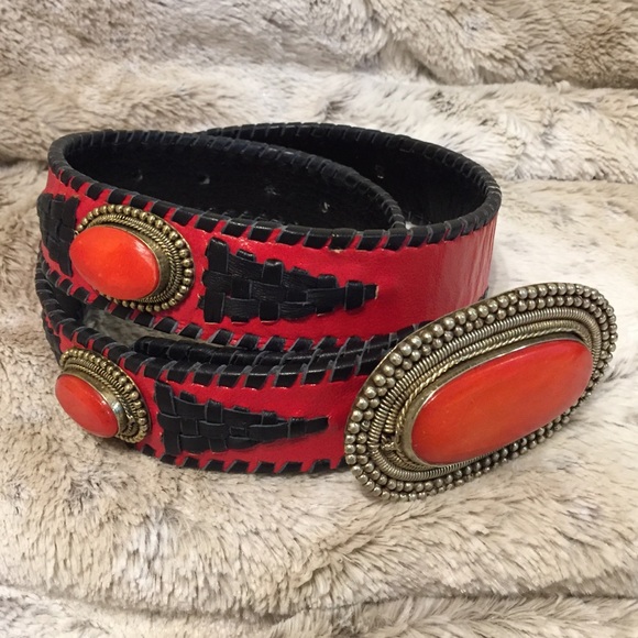 Accessories - Stunning Unique Leather Belt With Natural Stones
